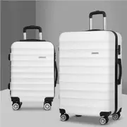 20" 28" Wanderlite Luggage Trolley Travel Suitcase Set TSA Hard Shell Case Strap White