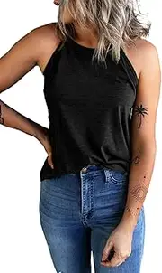[MAIABLEAU] Womens Sexy Sleeveless High Neck Tops Workout Cute Racerback Tank Tops Summer Clothes