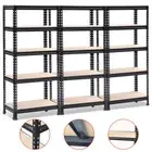3 Units of Boltless Storage Rivet Shelving Warehouse Metal Frame MDF Board Racks
