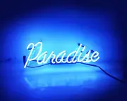 Blue Paradise Man Cave Beer Bar Neon Light Sign Window Wall Room 14"x6"