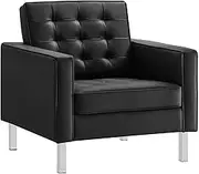 Modway EEI-3391-SLV-BLK Tufted Button Upholstered Faux Leather Armchair, Black