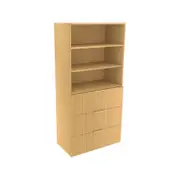 Lugna 1536 x 750 x 380mm Sand 2 Adjustable Shelf 3 Drawer Storage Cabinet