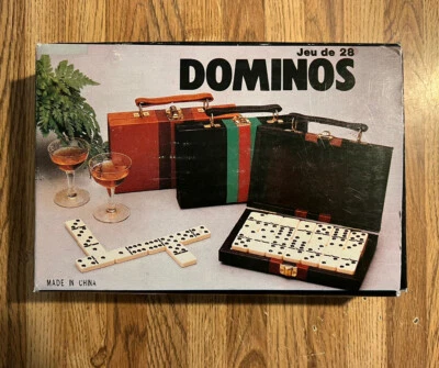 Double Six Dominoes In Case 28 Pieces Vintage Mini Travel Size Leather Case