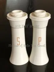 Tupperware Salt & Pepper Shakers Hourglass 6" Large Vtg Almond Ivory Beige NOS