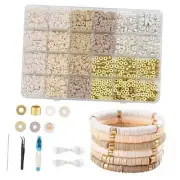 2064pcs Clay Beads for Bracelet Making Kit for Adults 4 Colors 1 Light Neutral