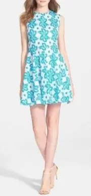 SZ 12 Diane von Furstenberg DVF Jeannie Giant Leaf Print Fit & Flare Dress $298