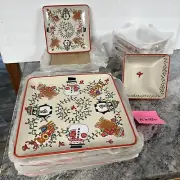 Temp-tations Tara Winter Whimsy dinnerware plates mugs bowls 12 pc square RARE