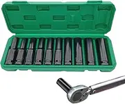 Ratchet Socket Set - Socket Tool Set | 10-Piece Set 1/2-Inch Nut Setter Driver Kit | Professional Shockproof Socket Tool Set For Automotive Repair | Home Maintenance, Electrical, Garage, Workshop