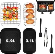 GINOYA Pack of 7 Accessories Hot Air Fryer for Tefal EY9018 Dual Easy Fry 5.2/3.1 L, Silicone Mould Air Fryers for Tefal EY9018 Dual Easy Fry Double Chamber Hot Air Fryer