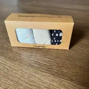 BNIB NUNA set of 3 Baby socks in different sizes Dark Blue Tan Light Blue