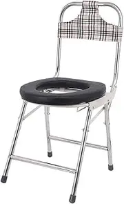 Foldable Commode/Shower Chair Folding Bedside Commode Toilet Chair with Backrest,Elderly Folding Non Slip Shower Chair Lightweight Foldable Outdoor Potty Toilet Alternative Chair (Color : A)