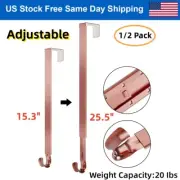 1/2Pcs Adjustable Long Over The Door Hanger Metal Clothes Hat Wreath Hook Copper
