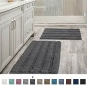 2 PCS Bath Mat Non Slip Bath Mat Set for Bathroom Rug Thick Soft Super Chenille