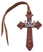 Showman Leather Tie-On Cross w/ Interlocking Horseshoe Concho
