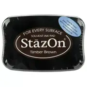Tsukineko StazOn - Permanent Solvent Ink Pad - Timber Brown For Glass