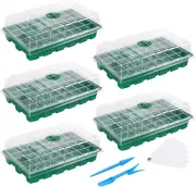 5 Pack 200-cell Seed Starter Tray Plant Germination Kit Growing Humidity Vented