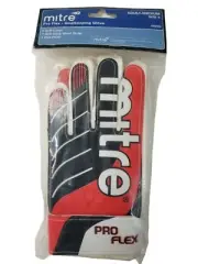 Mitre Pro Flex Glove Medium Adult Sz 8 Soft Latex w Wrist Strap Red