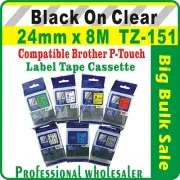 24mm x 8m Brother Black on Clear Compatible TZ-151 P-Touch Laminated Label Tape