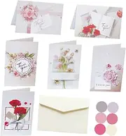 TEMPNAP Floral Pattern Thanks Card Paper Blessing Greeting Cards for Festival 4 Pack