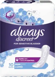 2 x Always Discreet Long Pads 10pk-FREE DELIVERY