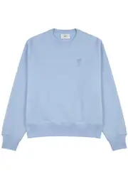 Ami Paris Logo-embroidered Stretch-cotton Sweatshirt - Light Blue - S S