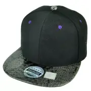 Blank Plain Black Purple Faux Snake Visor Flat Bill Adjustable Snapback Hat Cap