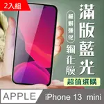 【IPHONE 13 MINI】 加硬加厚版 5D高清藍光 保護貼 保護膜 黑框藍光全覆蓋 鋼化玻璃膜-2入組