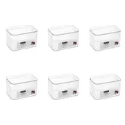 6x Boxsweden Crystal 17cm Cosmetics Flip Lid Box Storage Home Organiser Clear