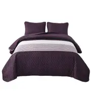 Floral Checked Quilted Bedspread Set Coverlet Throw Rug Pattern Twelve