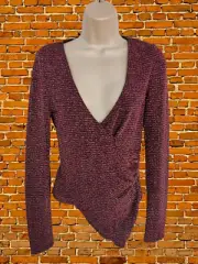 BNWT WOMENS TOPSHOP SIZE UK 10 PINK SPARKLE WRAP FRONT TOP STRETCH GLITTER NEW