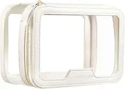 Rownyeon Clear Makeup Case Toiletry Bag Multipurpose Travel Makeup Train Case Portable Cosmetic Organizer Transparent Storage Bag White