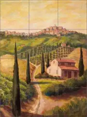 Ceramic Tile Mural Backsplash Shower Margosian Tuscan Village Art JM089