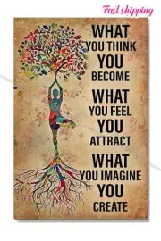 Tree Of Life Inspiration Yoga Girl Meditation Lover poster Wall Art Vertical