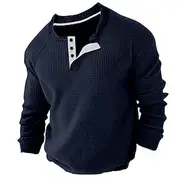 Men's Waffle Henley Shirt Henley Shirt Tee Long Sleeve Shirt Plain Henley Sports WorkWear Long Sleeve Button-Down Clothing Apparel Fashion Streetwear Casual