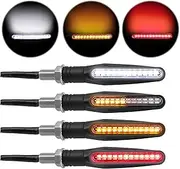 stymart 4Pcs Motorcycle Indicators Flowing LED Turn Signal Lights, Daytime Running Lights Brake Lights 12V, Suitable for Motorbike Scooter Quad Cruiser Off Road (White,Red,Amber)