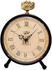 Mantel Clock 7-inch Retro Creative Fashion Home Living Room Silent Crystal Stone Watch Clock Precise Minutes and Seconds (Black) Alarm Clocks Aqiong