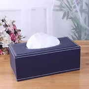 Yizhichu1990 Leather Tissue Box Holder - Waterproof Rectangular Tissue Box ver Vintage Napkin Paper Holder for Home,Office&Car Der (Navy Blue)