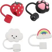 UPKOCH 4pcs Rainbow Silicone Straw Covers for Water Bottles and Cups Safe Material Reliable Protection Versatile Use Portable Drink Accessories