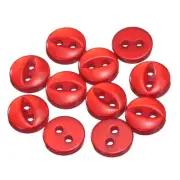 12pcs Red Round Sewing Buttons 9mm Resin 2-Hole Fish Eye Craft Button