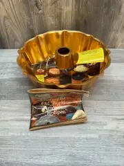 Vintage Copper Bundt Tube Mold Nordic Ware Anodized Fluted Cake Pan Baking USA