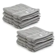 8pc Onkaparinga 30x30cm Cotton Flinders Bathroom Face Washers Set 600GSM Grey