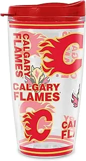 Rico Industries NHL Hockey Calgary Flames Mayhem 16 oz Double Walled Insulated Tritan Classic Tumbler Cup Keeps Drinks Cold & Hot, USA Made