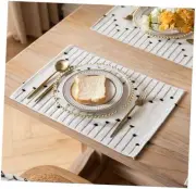 for Dining Table Décor, Woven Cloth Place Mats Placemats Set of 6 Black Beige