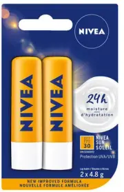 NIVEA Sun Caring Lip Balm Sticks with SPF 30, Duo Pack (2 x 4.8 g)