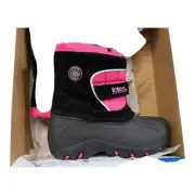 Totes Waterproof Snow Boots Jaclyn Girls size 2 Pink Black Snow Youth Winter