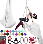 PRIORMAN Aerial Silks Set 8.2M Premium Aerial Fitness Low-Stretch Fabric for Home Aerial Rig for All Skill Levels - All Hardware Included