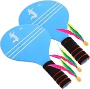 BESPORTBLE 1 Set Badminton Set Badminton Bag Outdoor Beach Games Beach Outdoor Game Shuttlecock Racket Racket Paddle Balls Solid Wood