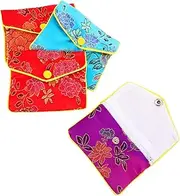 WOFASHPURET 4Pcs Embroidered Jewelry Pouch Bag Satin Organizer with Elegant Flower Design Convenient Travel Accessory for Necklaces and Bracelets Stylish present Bags for Women
