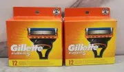 Gillette Fusion 5 Refill Cartridges 12 Count Lot (2) Factory Sealed