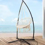 Gardeon Outdoor Hammock Chair with Steel Stand 124CM Cotton Cream